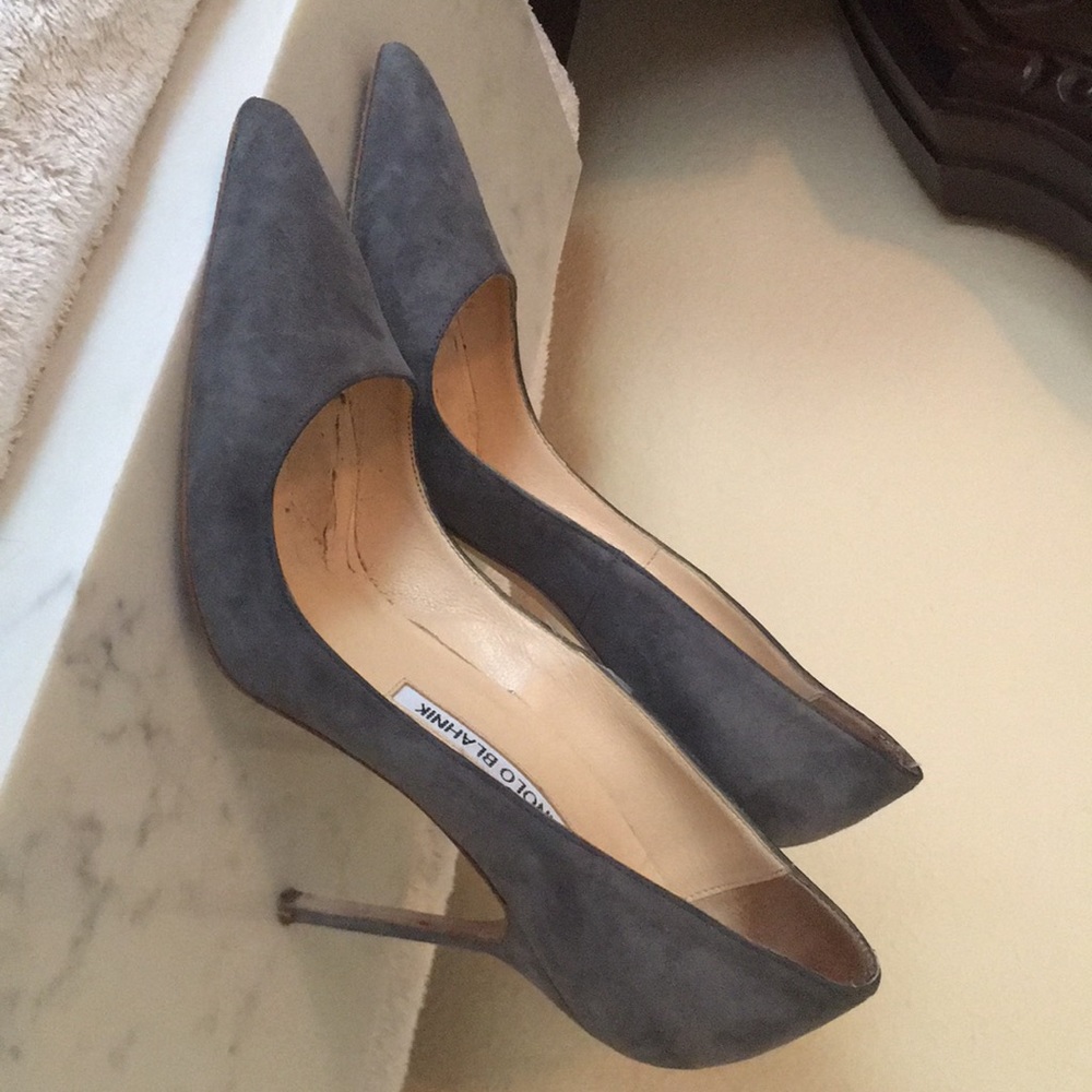 Grey suede Manolo Blahnik heels
